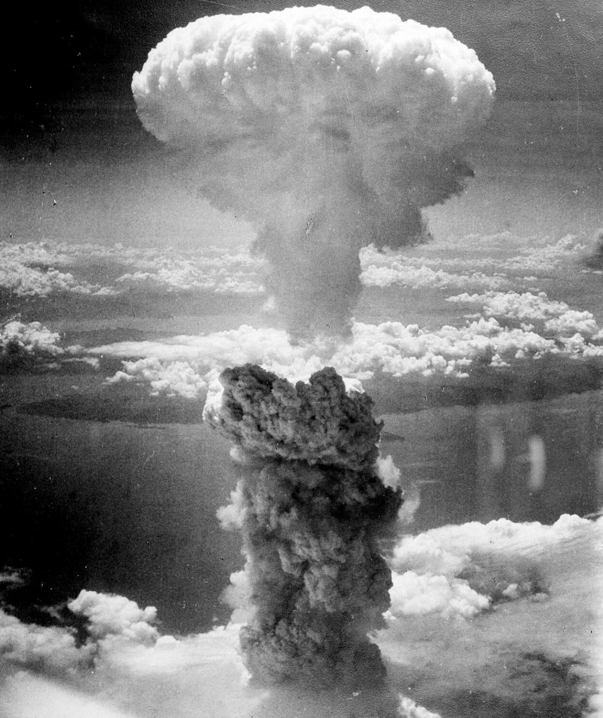 The mushroom cloud over Hiroshima. 